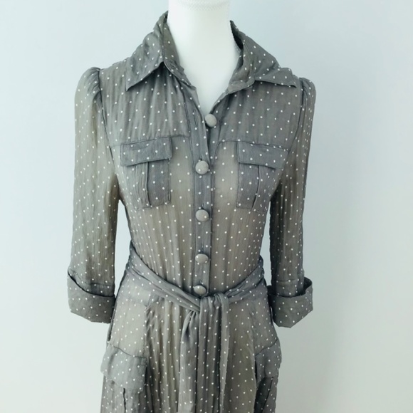 DIANE VON FURSTENBERG size 10 semi sheer silk vintage shirt dress - Picture 7 of 7